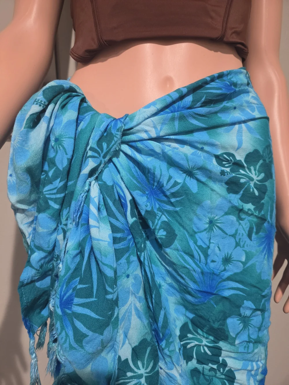 Hibiscus Collection Hawaii Blue Tropical Floral Rayon Sarong Wrap Pareo